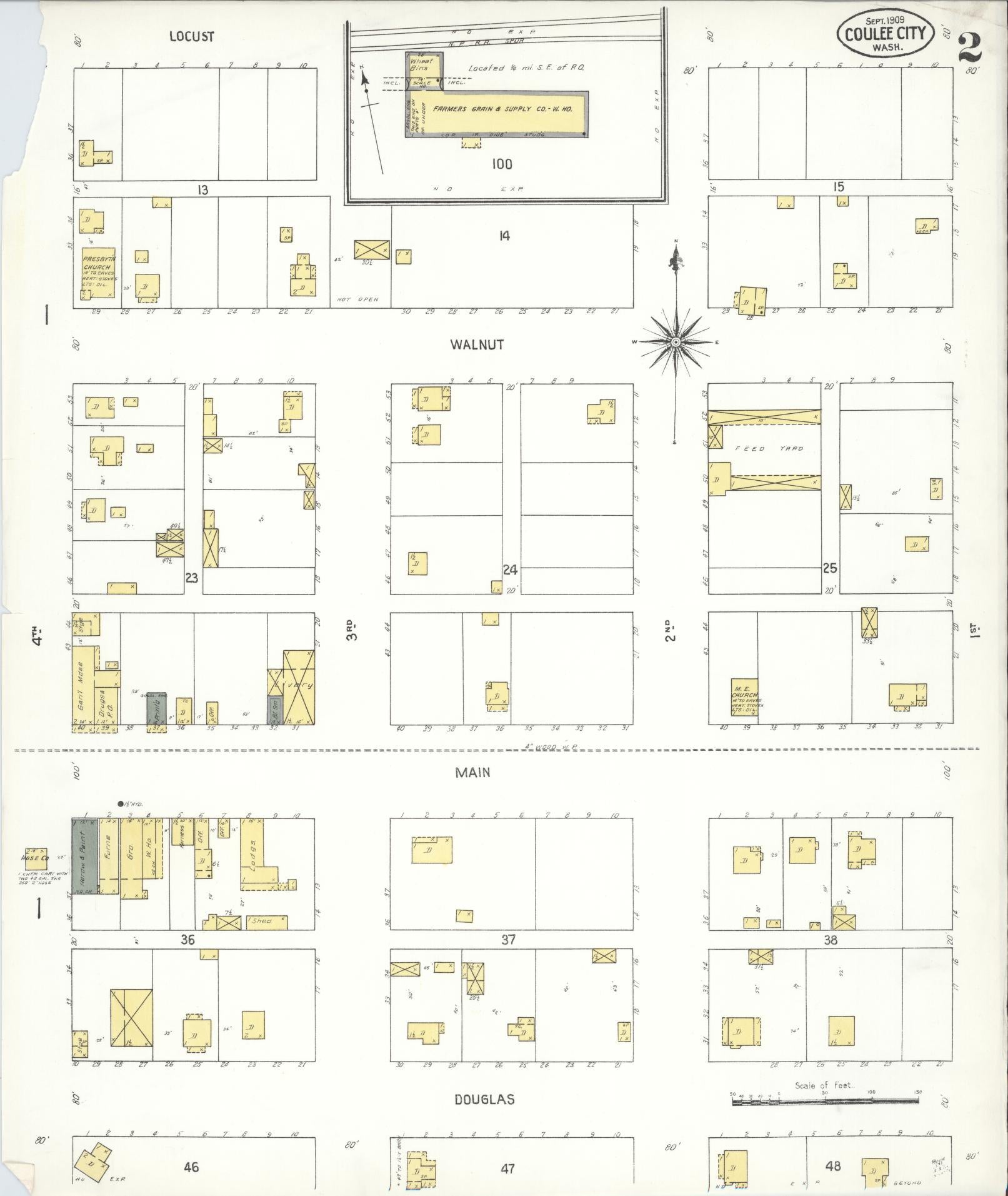 Sanborn Fire Insurance Map from Coulee City, Grant County, Washington (1909), Sheet #0002 - Complete Map Set gallery image, historic Sanborn map, vintage wall art, Washington Washington