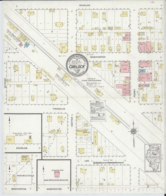 Sanborn Fire Insurance Map from Carlock, McLean County, Illinois (1914), Sheet #0001 - Historic Sanborn Fire Insurance Map Print, vintage old map wall art, antique decor, genealogy gift, Illinois Illinois map