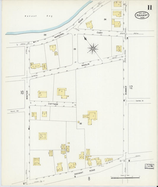 Sanborn Fire Insurance Map from Nahant, Essex County, Massachusetts (1907), Sheet #0011 - Historic Sanborn Fire Insurance Map Print, vintage old map wall art, antique decor, genealogy gift, Massachusetts Massachusetts map