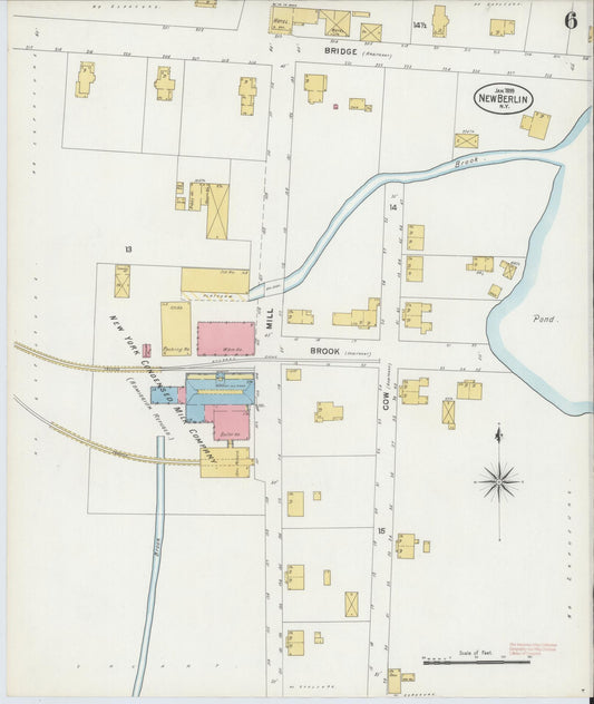 Sanborn Fire Insurance Map from New Berlin, Chenango County, New York (1899), Sheet #0006 - Historic Sanborn Fire Insurance Map Print, vintage old map wall art, antique decor, genealogy gift, New York New York map