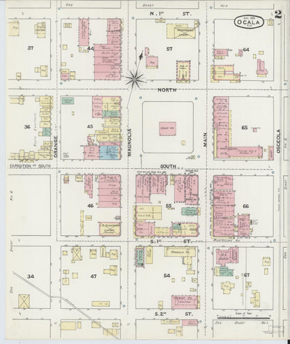 Sanborn Fire Insurance Map from Ocala, Marion County, Florida (1891), Sheet #0002 - Complete Map Set gallery image, historic Sanborn map, vintage wall art, Florida Florida