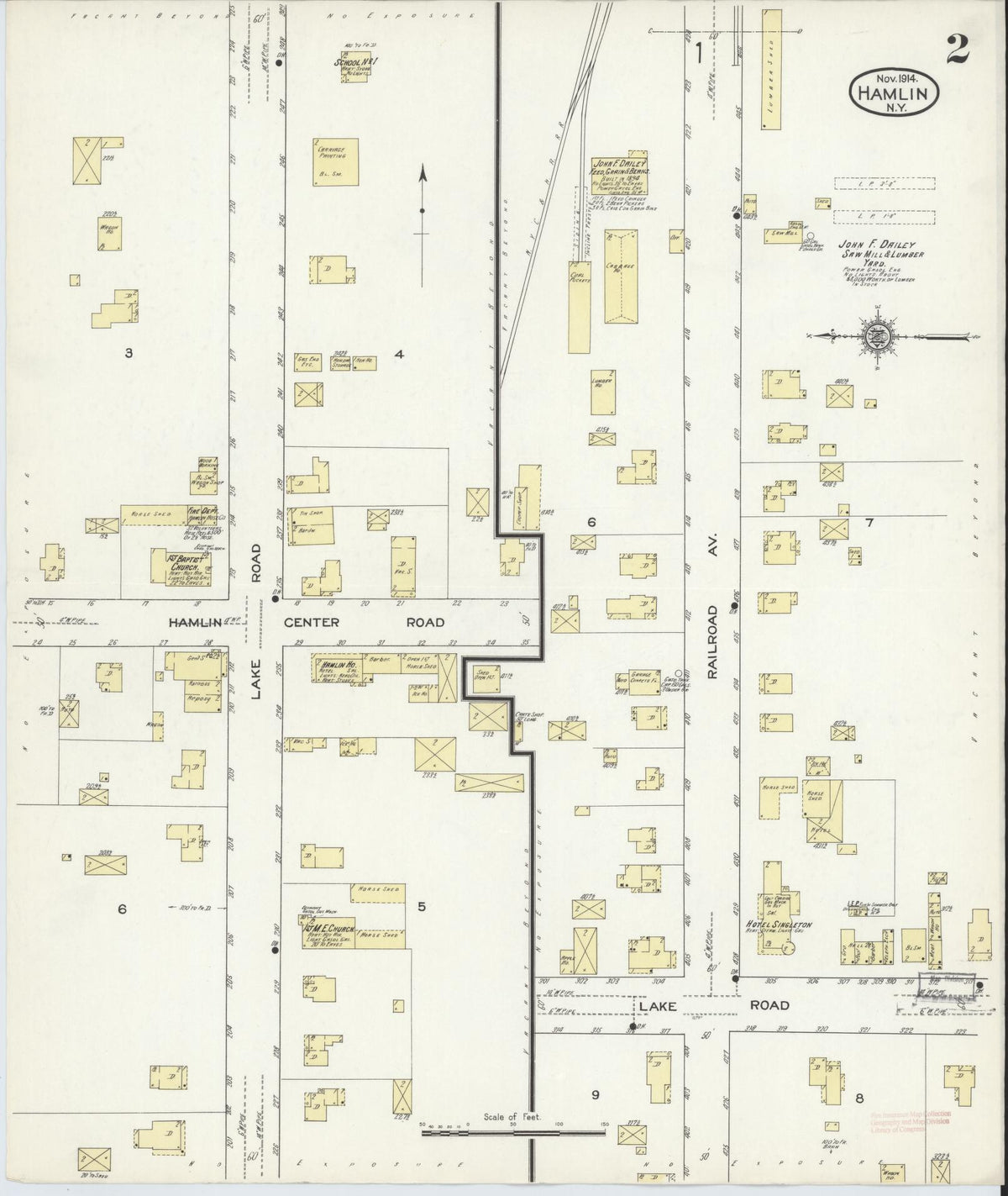Sanborn Fire Insurance Map from Hamlin, Monroe County, New York (1914), Sheet #0002 - Complete Map Set gallery image, historic Sanborn map, vintage wall art, New York New York