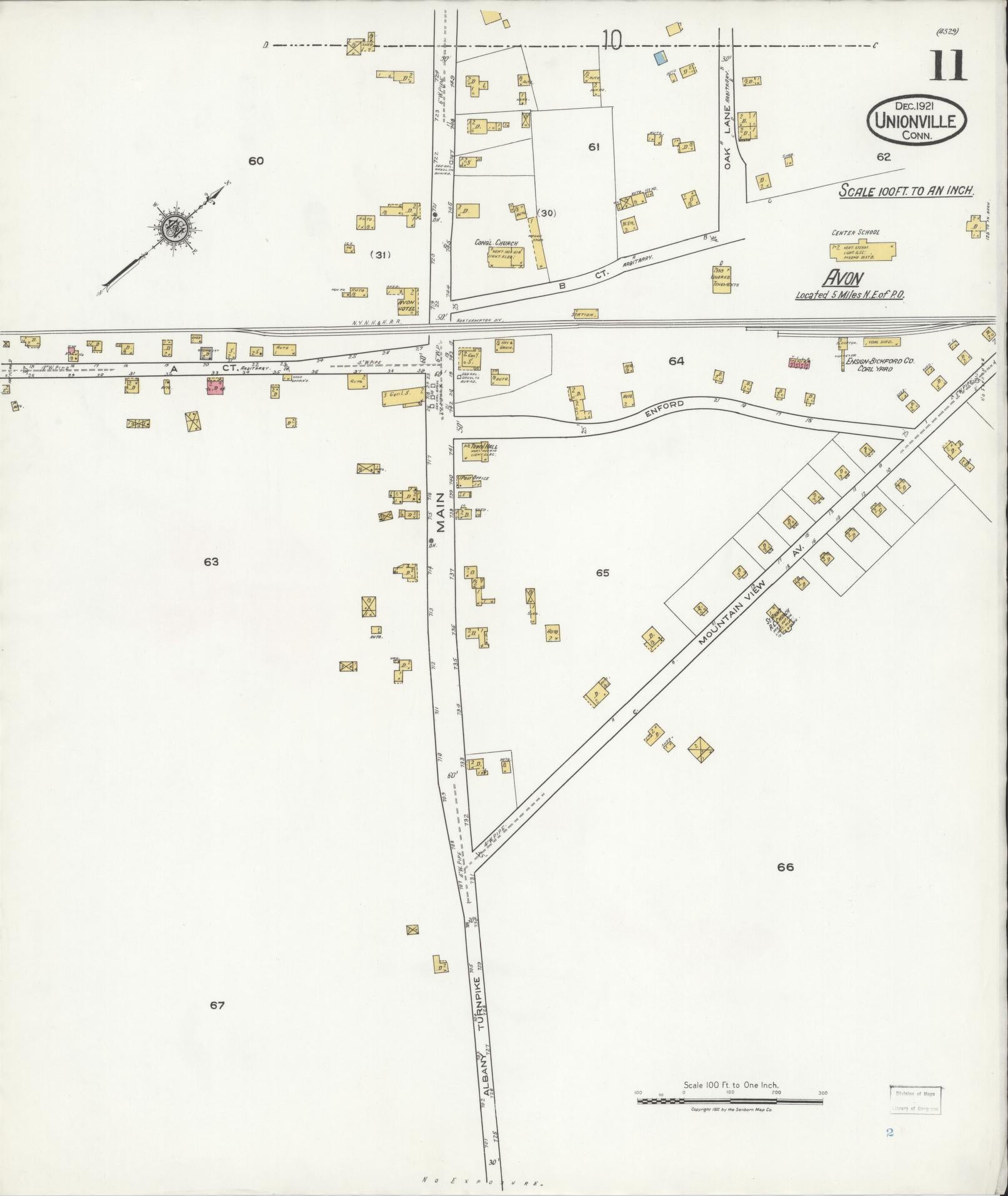 Sanborn Fire Insurance Map from Unionville, Hartford County, Connecticut (1921), Sheet #0011 - Complete Map Set gallery image, historic Sanborn map, vintage wall art, Connecticut Connecticut