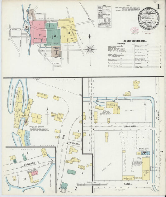 Sanborn Fire Insurance Map from Fayetteville, Onondaga County, New York (1896), Sheet #0001 - Complete Map Set gallery image, historic Sanborn map, vintage wall art, New York New York