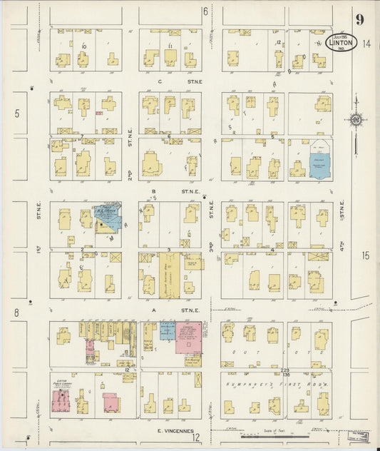 Sanborn Fire Insurance Map from Linton, Greene County, Indiana (1915), Sheet #0009 - Historic Sanborn Fire Insurance Map Print, vintage old map wall art, antique decor, genealogy gift, Indiana Indiana map