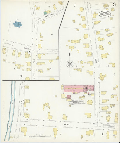 Sanborn Fire Insurance Map from Guilford, New Haven County, Connecticut (1908), Sheet #0003 - Complete Map Set gallery image, historic Sanborn map, vintage wall art, Connecticut Connecticut