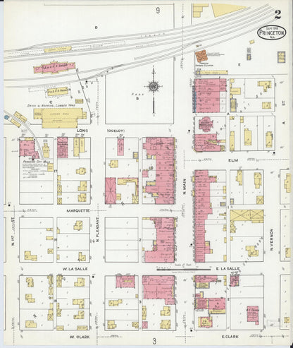 Sanborn Fire Insurance Map from Princeton, Bureau County, Illinois (1918), Sheet #0002 - Complete Map Set gallery image, historic Sanborn map, vintage wall art, Illinois Illinois