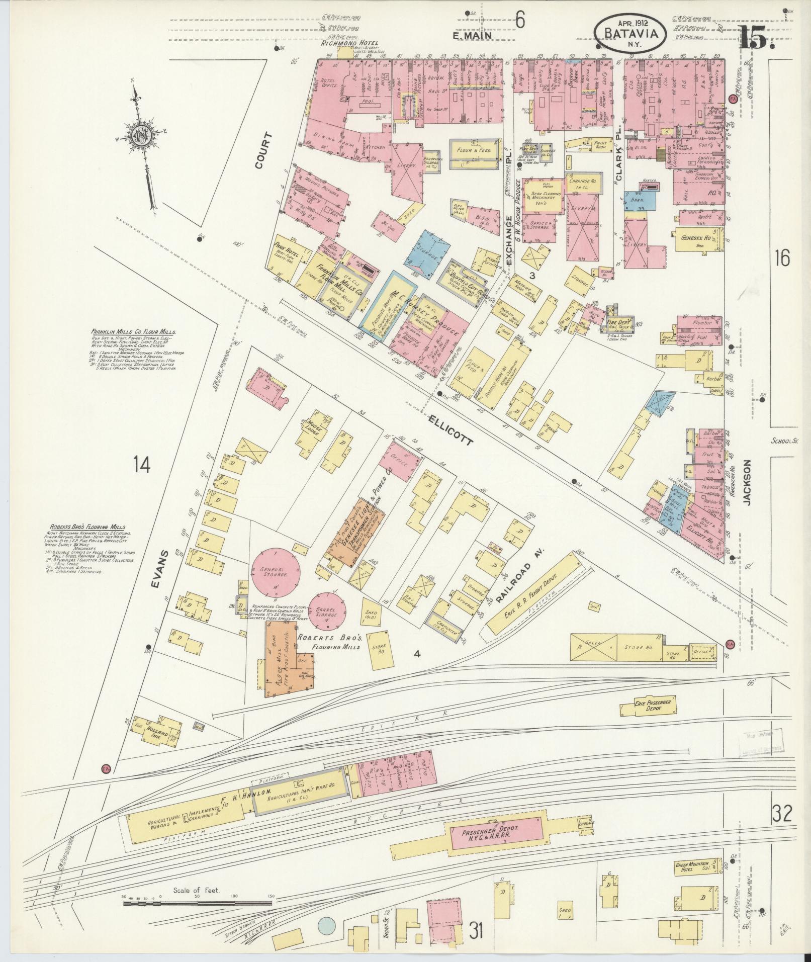 Sanborn Fire Insurance Map from Batavia, Genesee County, New York (1912), Sheet #0015 - Complete Map Set gallery image, historic Sanborn map, vintage wall art, New York New York
