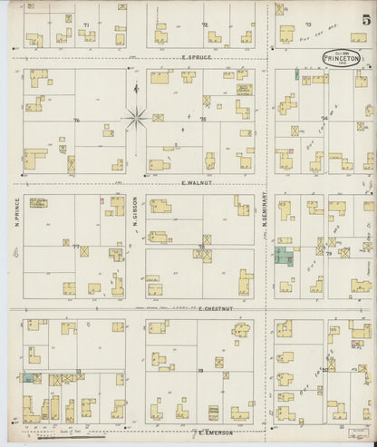 Sanborn Fire Insurance Map from Princeton, Gibson County, Indiana (1895), Sheet #0005 - Complete Map Set gallery image, historic Sanborn map, vintage wall art, Indiana Indiana
