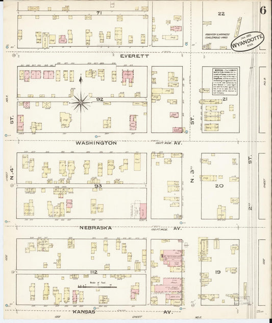 Sanborn Fire Insurance Map from Wyandotte, Wyandotte County, Kansas (1885), Sheet #0006 - Historic Sanborn Fire Insurance Map Print, vintage old map wall art, antique decor, genealogy gift, Kansas Kansas map