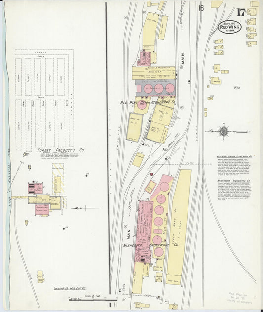 Sanborn Fire Insurance Map from Red Wing, Goodhue County, Minnesota (1910), Sheet #0017 - Historic Sanborn Fire Insurance Map Print, vintage old map wall art, antique decor, genealogy gift, Minnesota Minnesota map