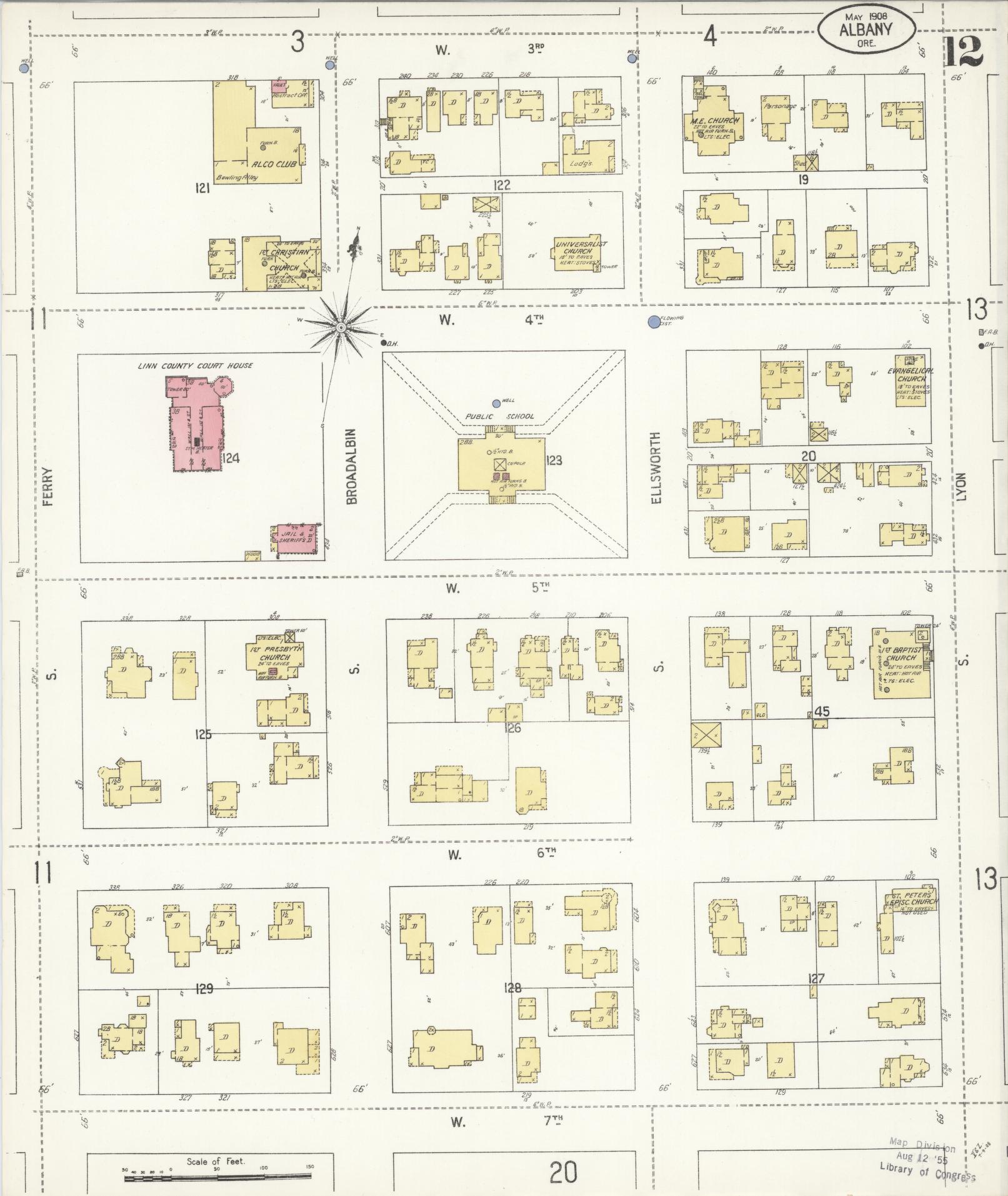 Sanborn Fire Insurance Map from Albany, Linn County, Oregon (1908), Sheet #0012 - Historic Sanborn Fire Insurance Map Print, vintage old map wall art, antique decor, genealogy gift, Oregon Oregon map