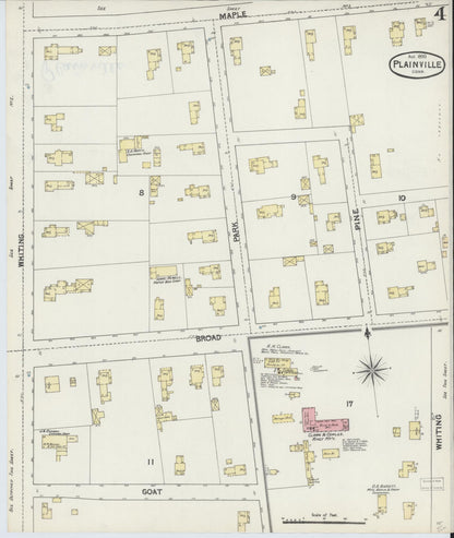 Sanborn Fire Insurance Map from Plainville, Hartford County, Connecticut (1890), Sheet #0004 - Complete Map Set gallery image, historic Sanborn map, vintage wall art, Connecticut Connecticut