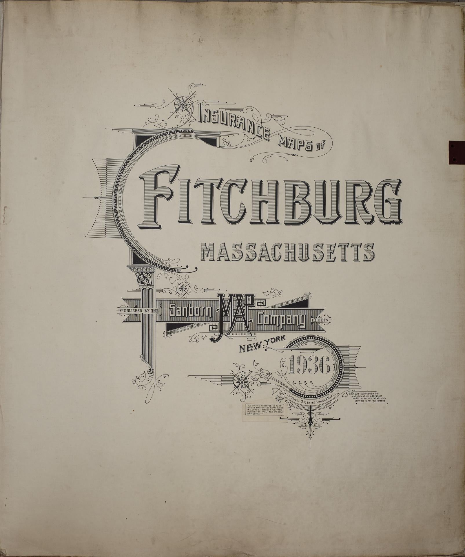 Sanborn Fire Insurance Map from Fitchburg, Worcester County, Massachusetts. (1961) – Historic Sanborn Fire Insurance Map Print