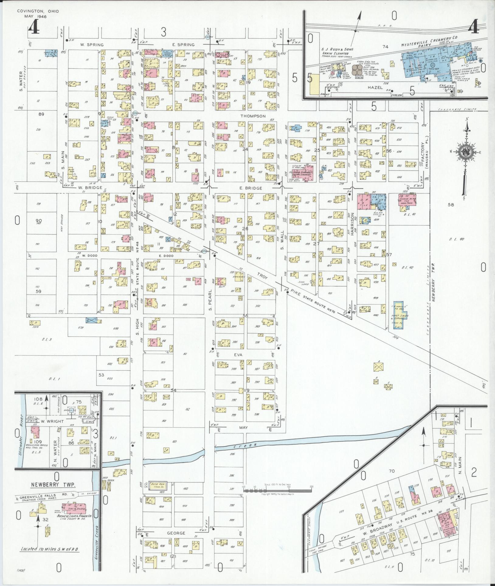 Sanborn Fire Insurance Map from Covington, Miami County, Ohio (1946), Sheet #0004 - Historic Sanborn Fire Insurance Map Print, vintage old map wall art, antique decor, genealogy gift, Ohio Ohio map