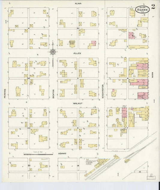 Sanborn Fire Insurance Map from Roann, Wabash County, Indiana (1911), Sheet #0002 - Historic Sanborn Fire Insurance Map Print, vintage old map wall art, antique decor, genealogy gift, Indiana Indiana map