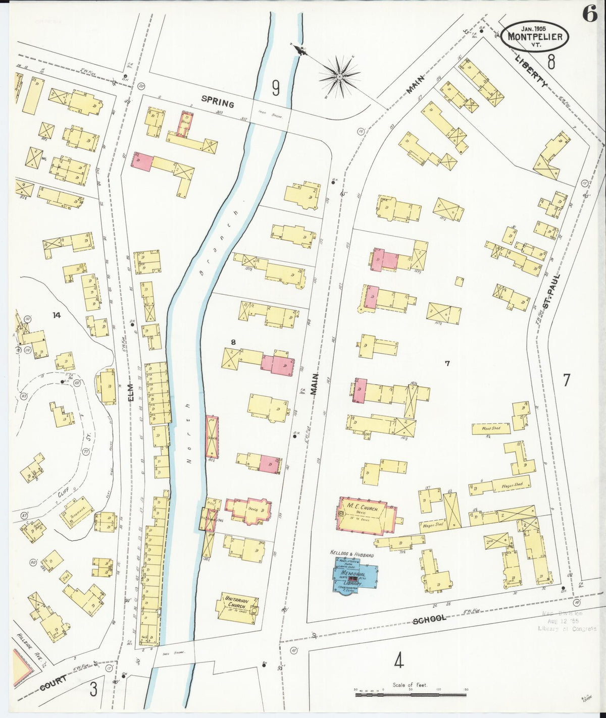 Sanborn Fire Insurance Map from Montpelier, Washington County, Vermont (1905), Sheet #0006 - Complete Map Set gallery image, historic Sanborn map, vintage wall art, Vermont Vermont