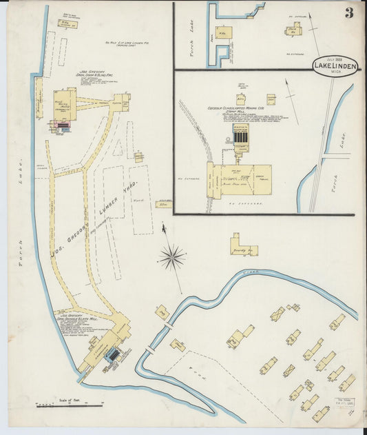 Sanborn Fire Insurance Map from Lake Linden, Houghton County, Michigan (1888), Sheet #0003 - Historic Sanborn Fire Insurance Map Print, vintage old map wall art, antique decor, genealogy gift, Michigan Michigan map