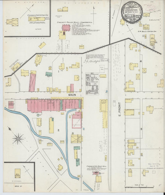 Sanborn Fire Insurance Map from Bells Depot, Crockett County, Tennessee (1892), Sheet #0001 - Historic Sanborn Fire Insurance Map Print, vintage old map wall art, antique decor, genealogy gift, Tennessee Tennessee map