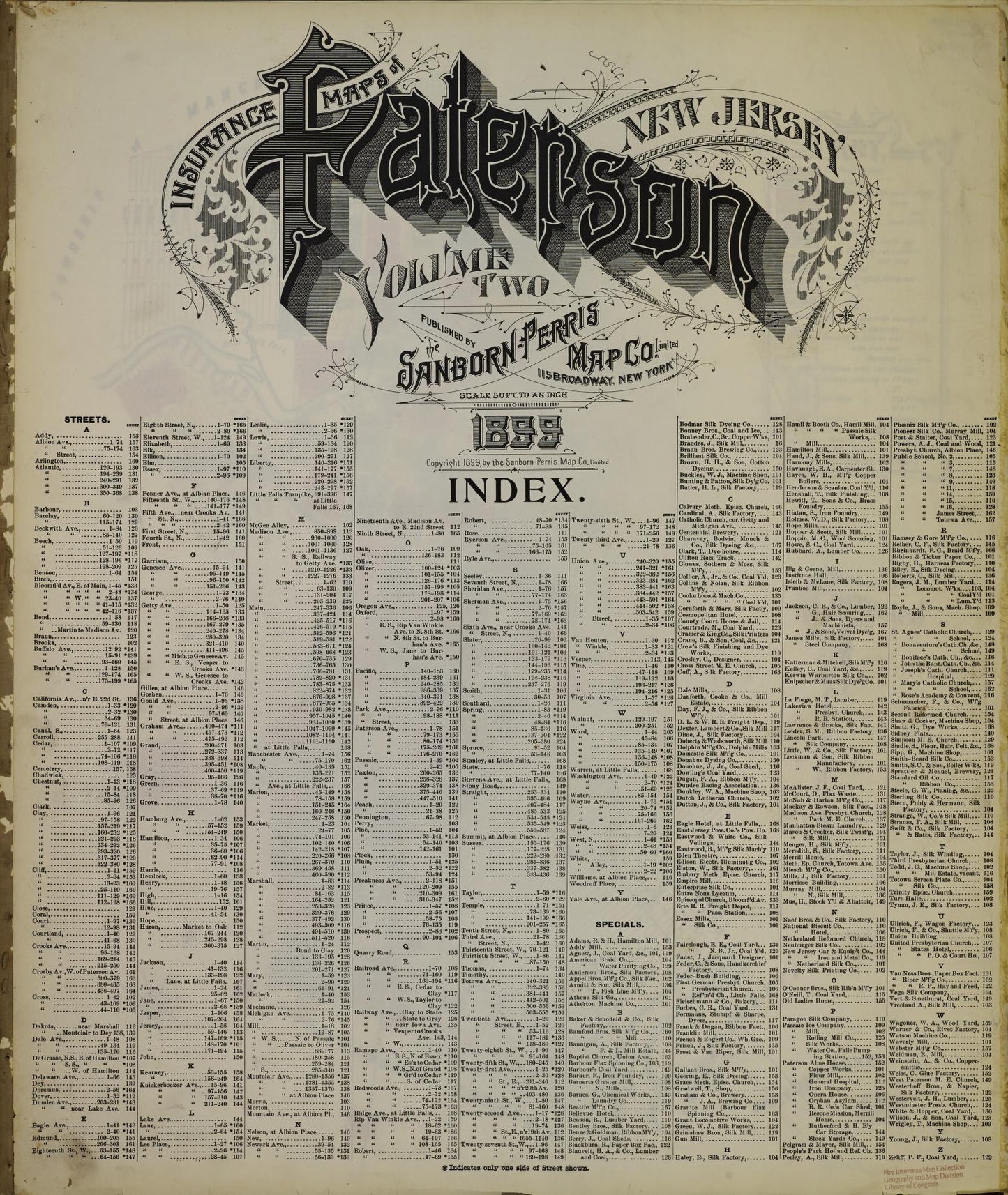 Sanborn Fire Insurance Map from Paterson, Passaic County, New Jersey (1899), Sheet #0001 - Complete Map Set gallery image, historic Sanborn map, vintage wall art, New Jersey New Jersey