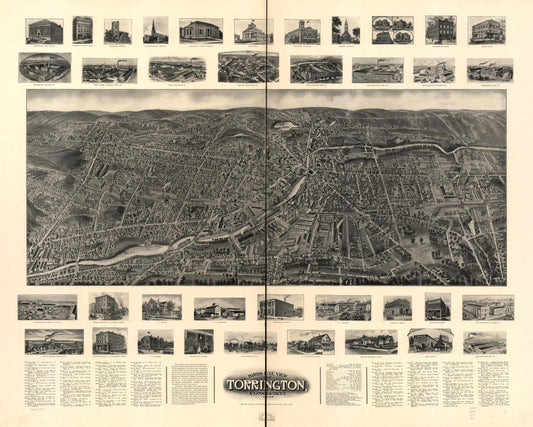 Bird's eye view of Torrington, Connecticut 1907. (1907) – Historic Bird’s-Eye View Panorama Print
