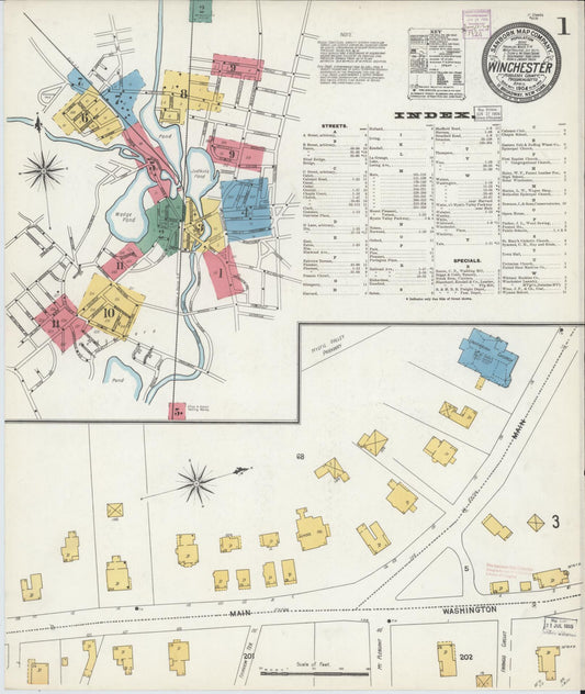 Sanborn Fire Insurance Map from Winchester, Middlesex County, Massachusetts (1904), Sheet #0001 - Complete Map Set gallery image, historic Sanborn map, vintage wall art, Massachusetts Massachusetts