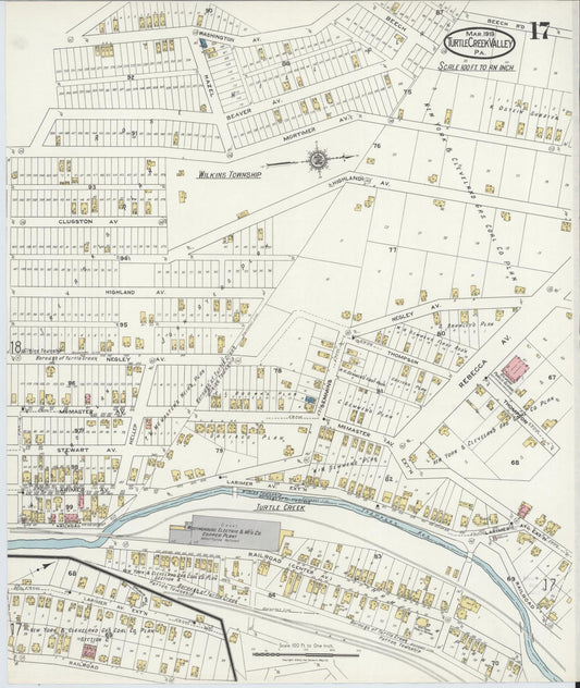 Sanborn Fire Insurance Map from Turtle Creek Valley, Allegheny County, Pennsylvania (1919), Sheet #0017 - Historic Sanborn Fire Insurance Map Print, vintage old map wall art, antique decor, genealogy gift, Pennsylvania Pennsylvania map