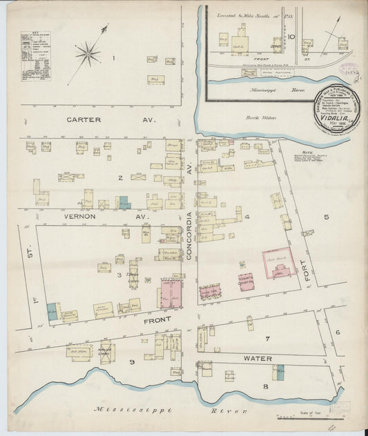 Sanborn Fire Insurance Map from Vidalia, Concordia Parish, Louisiana. (1886) – Historic Sanborn Fire Insurance Map Print