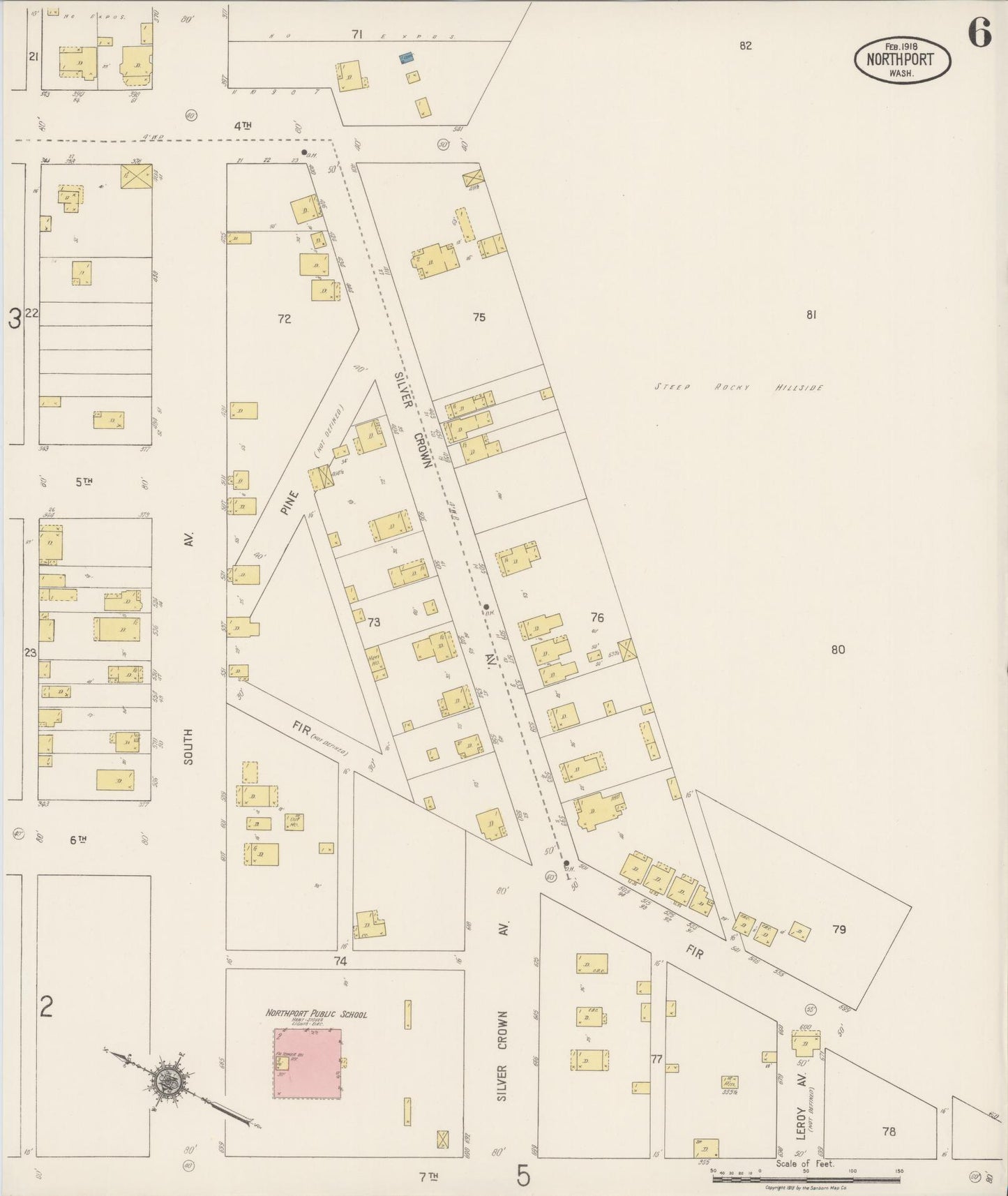 Sanborn Fire Insurance Map from Northport, Stevens County, Washington (1918), Sheet #0006 - Complete Map Set gallery image, historic Sanborn map, vintage wall art, Washington Washington