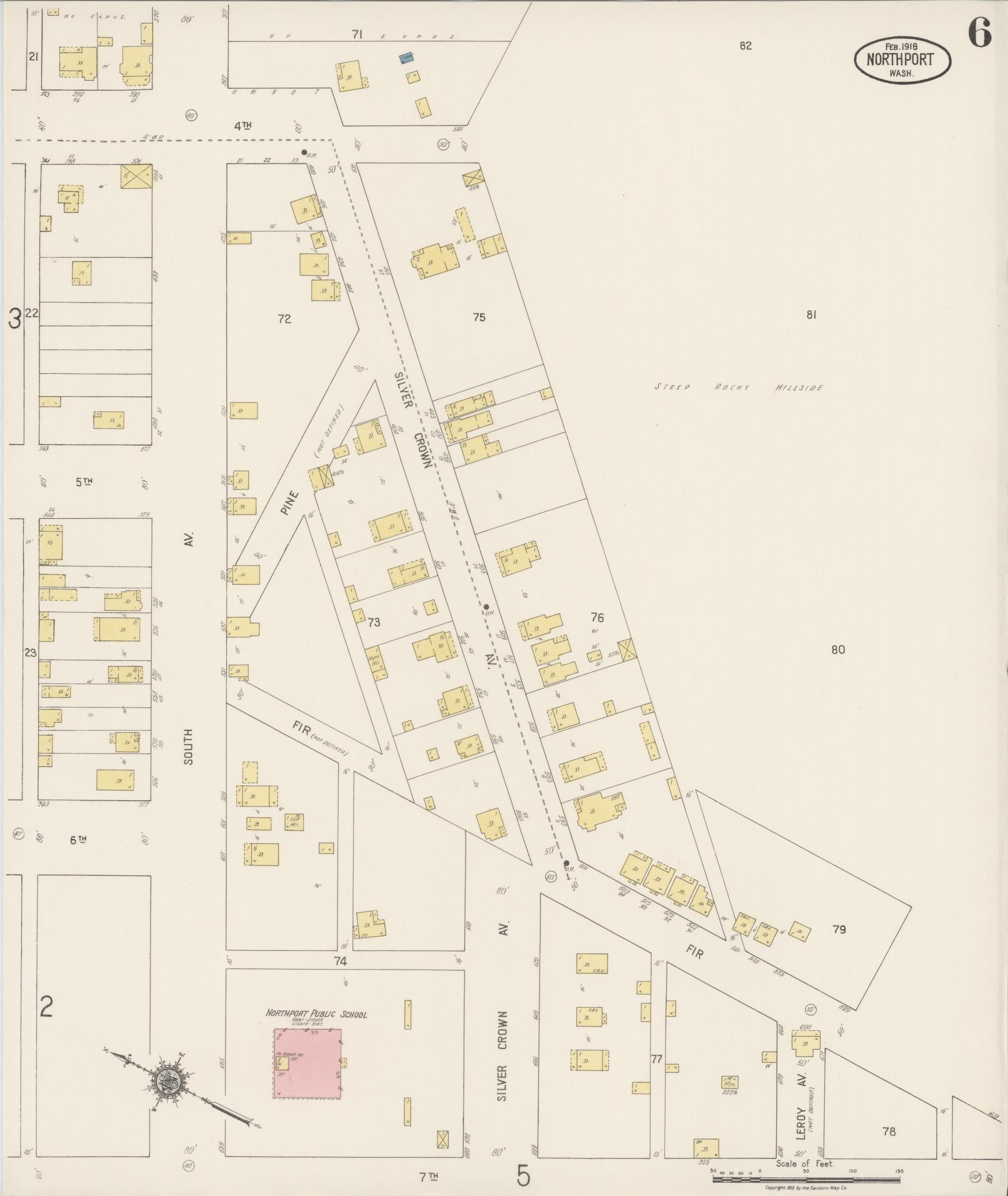 Sanborn Fire Insurance Map from Northport, Stevens County, Washington (1918), Sheet #0006 - Complete Map Set gallery image, historic Sanborn map, vintage wall art, Washington Washington