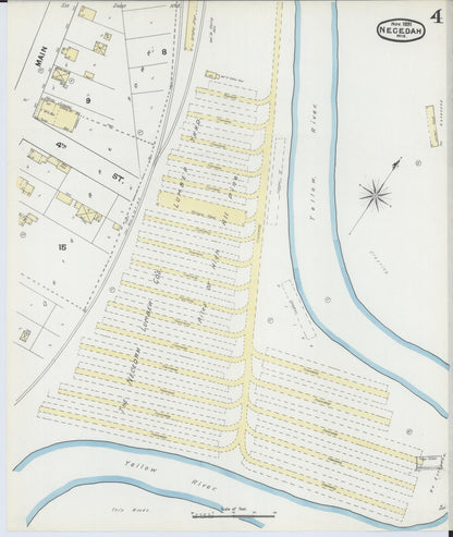 Sanborn Fire Insurance Map from Necedah, Juneau County, Wisconsin (1891), Sheet #0004 - Historic Sanborn Fire Insurance Map Print, vintage old map wall art, antique decor, genealogy gift, Wisconsin Wisconsin map