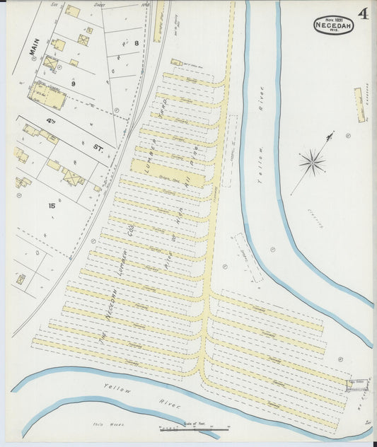 Sanborn Fire Insurance Map from Necedah, Juneau County, Wisconsin (1891), Sheet #0004 - Historic Sanborn Fire Insurance Map Print, vintage old map wall art, antique decor, genealogy gift, Wisconsin Wisconsin map
