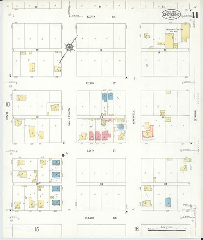 Sanborn Fire Insurance Map from Cheyenne, Laramie County, Wyoming (1912), Sheet #0011 - Complete Map Set gallery image, historic Sanborn map, vintage wall art, Wyoming Wyoming