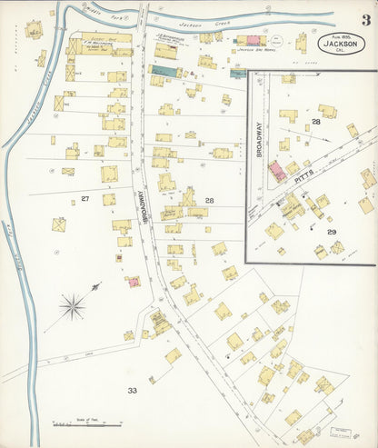 Sanborn Fire Insurance Map from Jackson, Amador County, California (1895), Sheet #0003 - Complete Map Set gallery image, historic Sanborn map, vintage wall art, California California