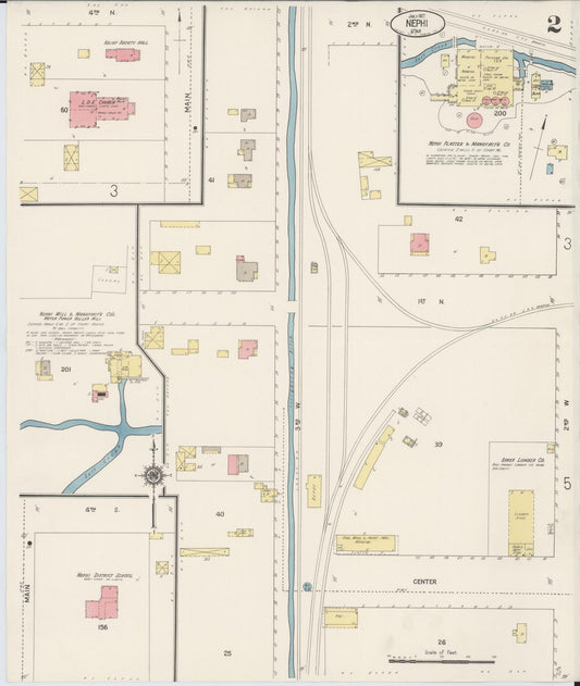 Sanborn Fire Insurance Map from Nephi, Juab County, Utah (1917), Sheet #0002 - Historic Sanborn Fire Insurance Map Print, vintage old map wall art, antique decor, genealogy gift, Utah Utah map