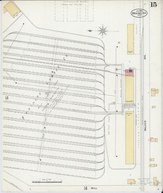 Sanborn Fire Insurance Map from Brainerd, Crow Wing County, Minnesota (1898), Sheet #0015 - Historic Sanborn Fire Insurance Map Print, vintage old map wall art, antique decor, genealogy gift, Minnesota Minnesota map