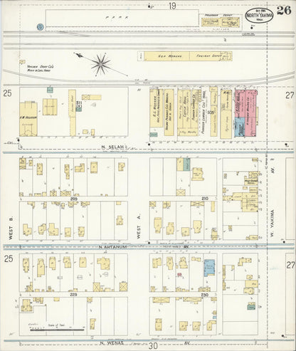 Sanborn Fire Insurance Map from North Yakima, Yakima County, Washington (1905), Sheet #0026 - Complete Map Set gallery image, historic Sanborn map, vintage wall art, Washington Washington