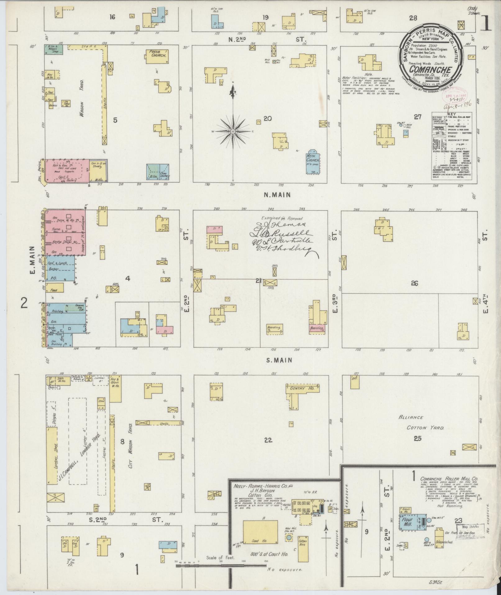 Sanborn Fire Insurance Map from Comanche, Comanche County, Texas. (1896) – Historic Sanborn Fire Insurance Map Print