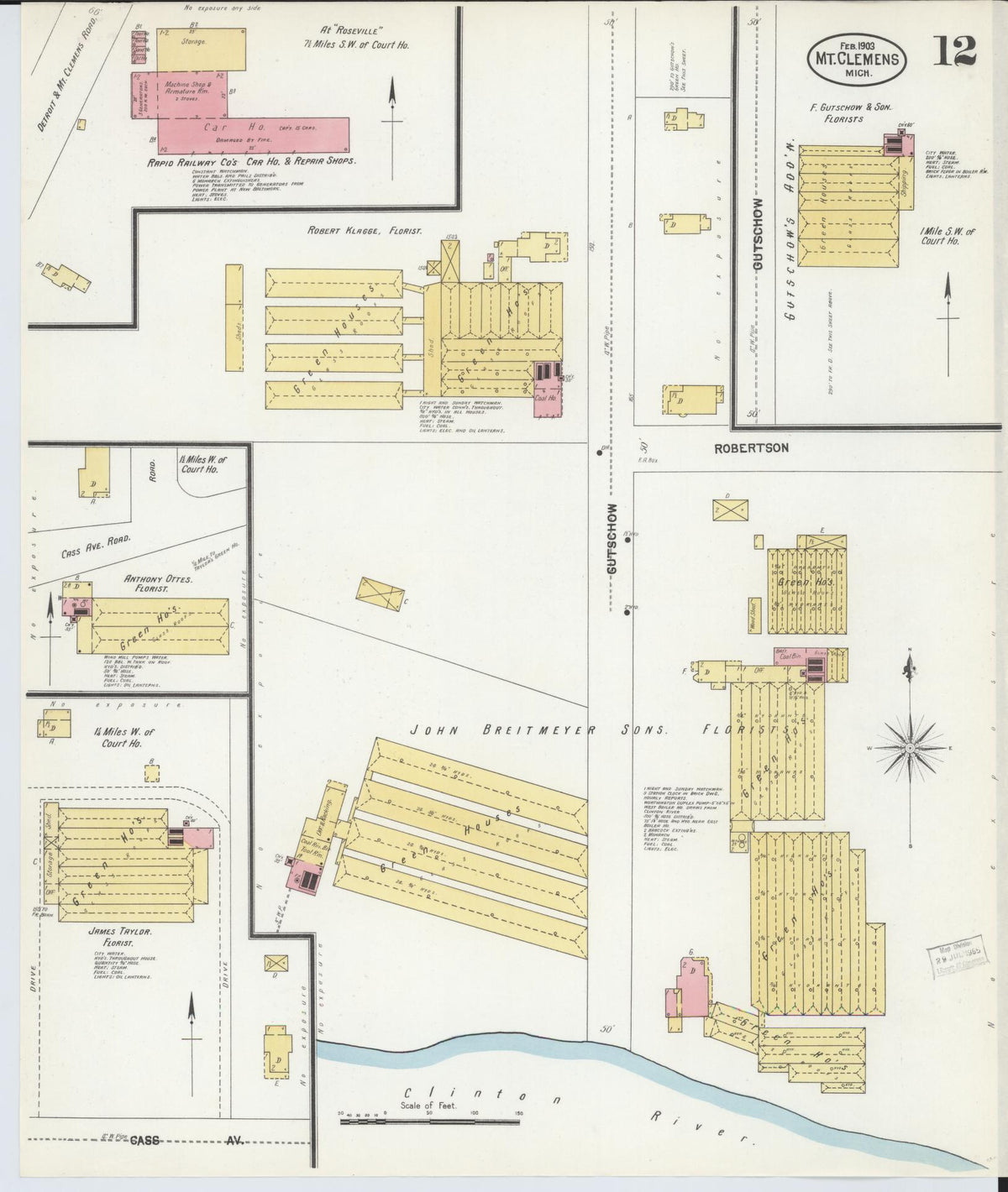 Sanborn Fire Insurance Map from Mount Clemens, Macomb County, Michigan (1903), Sheet #0012 - Historic Sanborn Fire Insurance Map Print, vintage old map wall art, antique decor, genealogy gift, Michigan Michigan map