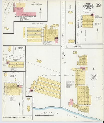 Sanborn Fire Insurance Map from Mount Clemens, Macomb County, Michigan (1903), Sheet #0012 - Historic Sanborn Fire Insurance Map Print, vintage old map wall art, antique decor, genealogy gift, Michigan Michigan map