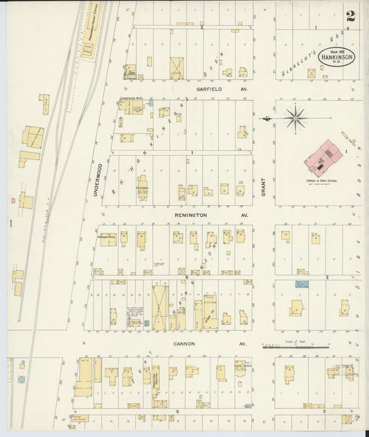 Sanborn Fire Insurance Map from Hankinson, Richland County, North Dakota (1908), Sheet #0002 - Historic Sanborn Fire Insurance Map Print, vintage old map wall art, antique decor, genealogy gift, North Dakota North Dakota map