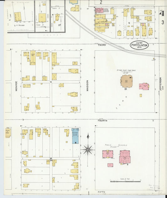 Sanborn Fire Insurance Map from Port Clinton, Ottawa County, Ohio (1904), Sheet #0004 - Historic Sanborn Fire Insurance Map Print, vintage old map wall art, antique decor, genealogy gift, Ohio Ohio map
