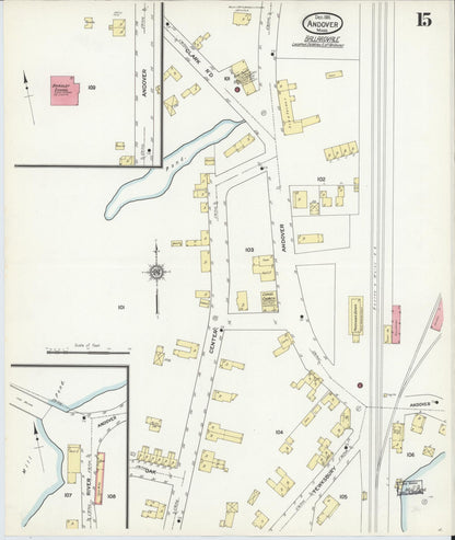 Sanborn Fire Insurance Map from Andover, Essex County, Massachusetts (1911), Sheet #0015 - Complete Map Set gallery image, historic Sanborn map, vintage wall art, Massachusetts Massachusetts