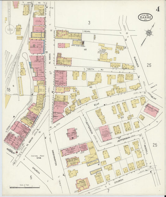 Sanborn Fire Insurance Map from Barre, Washington County, Vermont (1916), Sheet #0004 - Historic Sanborn Fire Insurance Map Print, vintage old map wall art, antique decor, genealogy gift, Vermont Vermont map