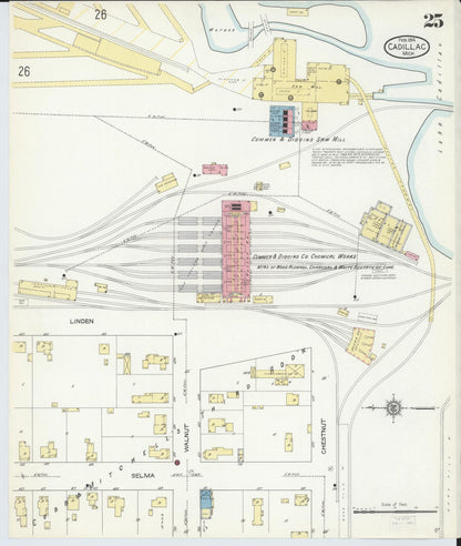 Sanborn Fire Insurance Map from Cadillac, Wexford County, Michigan (1914), Sheet #0025 - Complete Map Set gallery image, historic Sanborn map, vintage wall art, Michigan Michigan