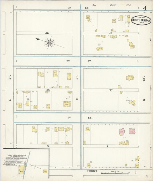 Sanborn Fire Insurance Map from North Yakima, Yakima County, Washington (1890), Sheet #0004 - Historic Sanborn Fire Insurance Map Print, vintage old map wall art, antique decor, genealogy gift, Washington Washington map