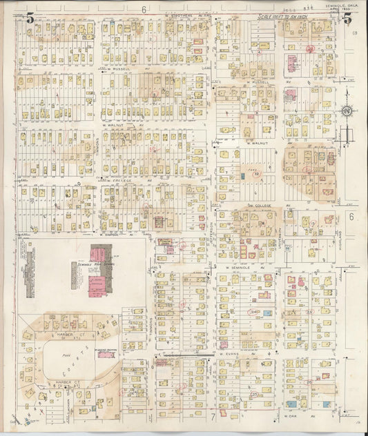 Sanborn Fire Insurance Map from Seminole, Seminole County, Oklahoma (1949), Sheet #0005 - Historic Sanborn Fire Insurance Map Print, vintage old map wall art, antique decor, genealogy gift, Oklahoma Oklahoma map
