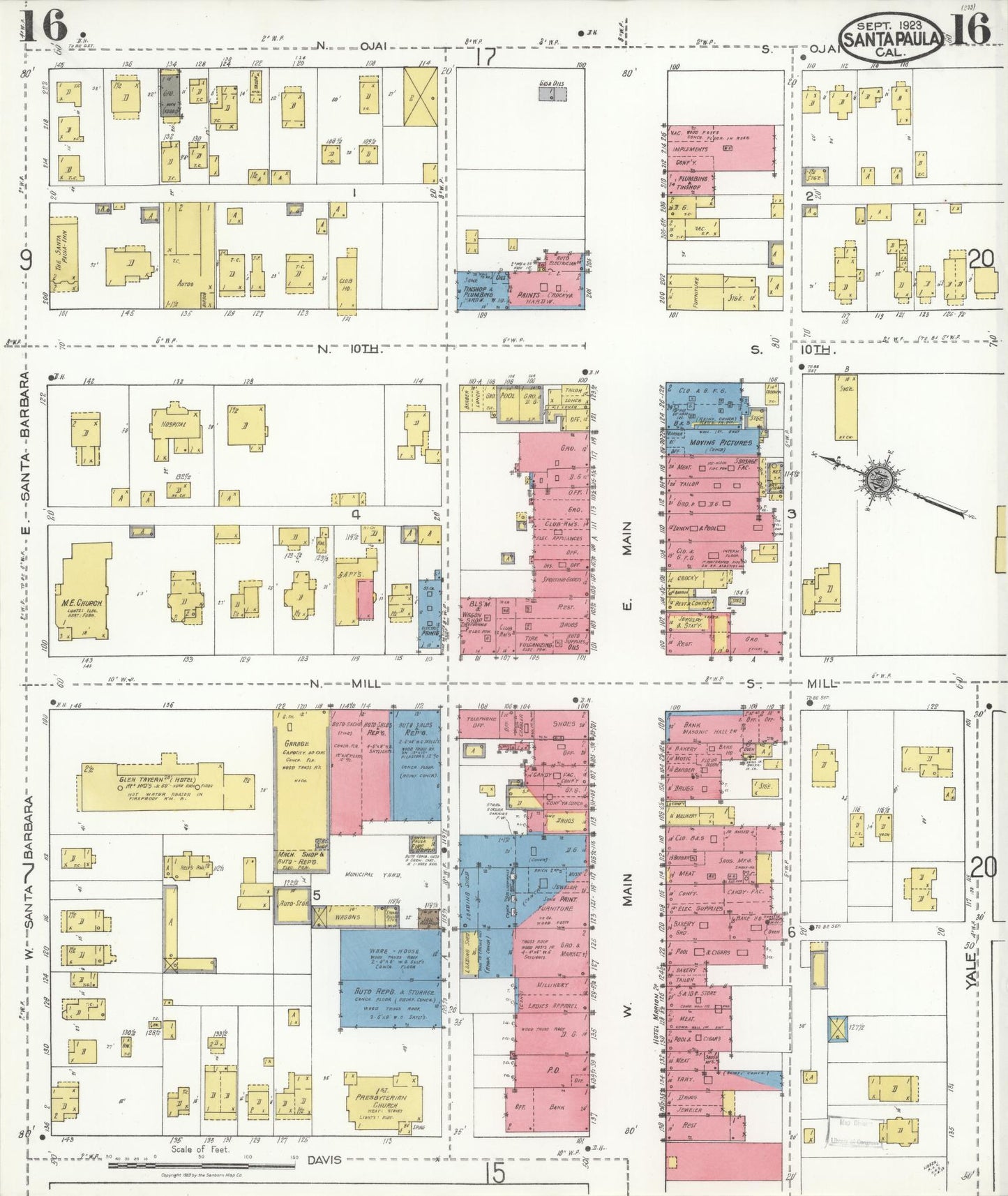 Sanborn Fire Insurance Map from Santa Paula, Ventura County, California (1923), Sheet #0016 - Complete Map Set gallery image, historic Sanborn map, vintage wall art, California California