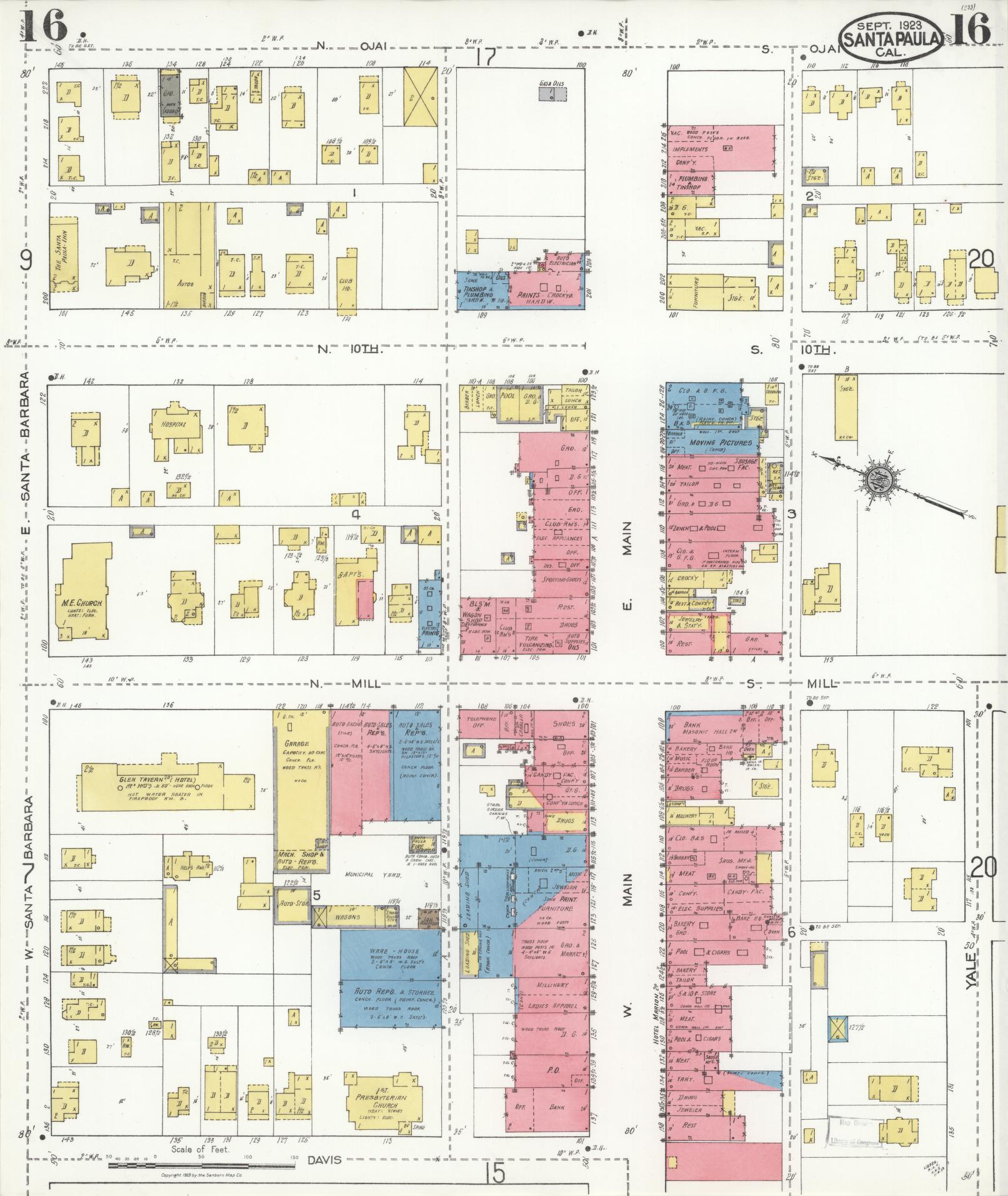 Sanborn Fire Insurance Map from Santa Paula, Ventura County, California (1923), Sheet #0016 - Complete Map Set gallery image, historic Sanborn map, vintage wall art, California California