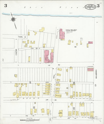 Sanborn Fire Insurance Map from Coraopolis, Allegheny County, Pennsylvania (1924), Sheet #0003 - Complete Map Set gallery image, historic Sanborn map, vintage wall art, Pennsylvania Pennsylvania